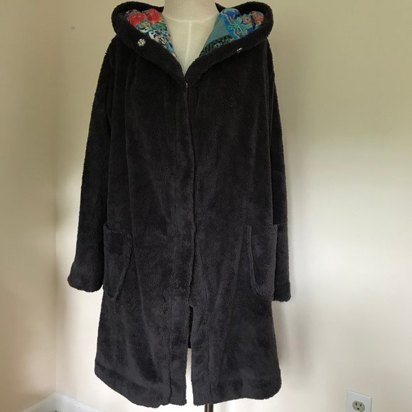 Women's Hooded Coat in Dark Gray - Picture 3 of 10